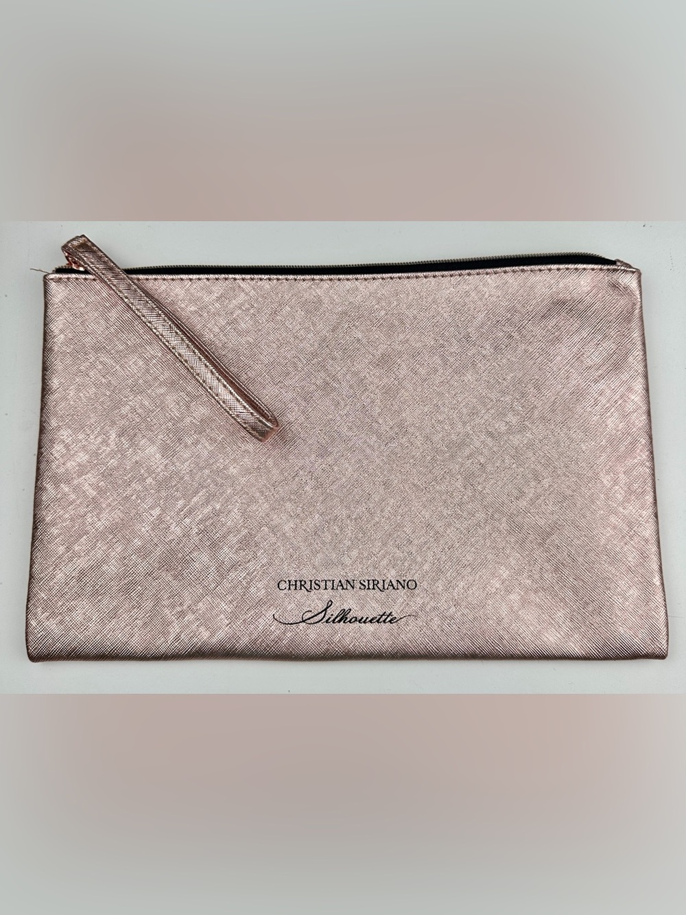 Christian Siriano Silhouette Rose Gold Metallic Wristlet Clutch